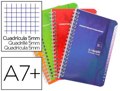 Répertoire clairefontaine reliure intégrale papier surfin couverture carte couchée vernie 90x140mm 100 pages 70g 5x5mm