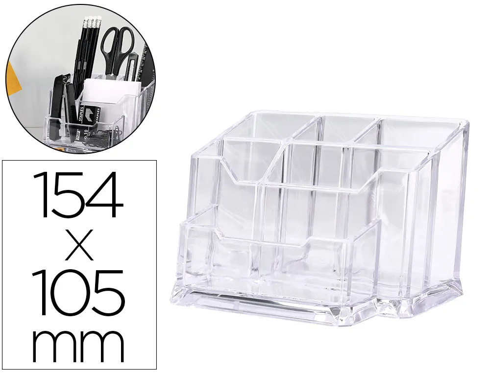 Organisateur bureau 15 pièces 154x105x10mm coloris transparent