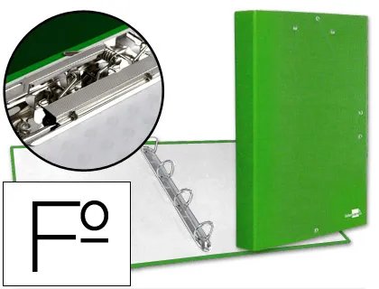 Classeur liderpapel 4 anneaux ronds 25mm a4+ carton rembordé paper coat miniclip et rabats coloris vert