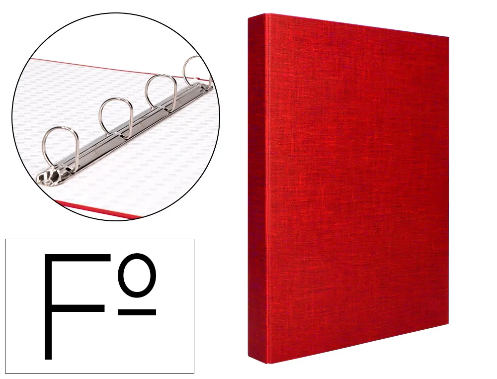 Classeur liderpapel 4 anneaux ronds 25mm a4+ carton rembordé paper coat coloris rouge