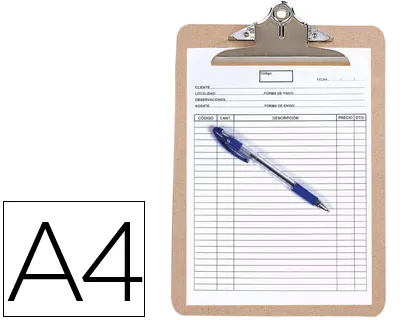 Porte-bloc q-connect carton très rigide épaisseur 3mm a4 210x297mm pince métallique 150mm couleur carton naturel