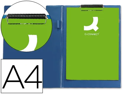 Porte-bloc q-connect plastique épaisseur 3mm a4 210x297mm porte-stylo pince coloris bleu