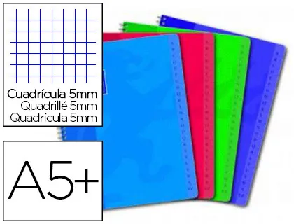 Répertoire oxford reliure intégrale couverture lavable touches plastifiées 170x220mm 100 pages 90g 5x5mm assortis