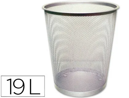 Corbeille à papier q-connect maille métallique forme circulaire 19l 295x345x240mm coloris gris