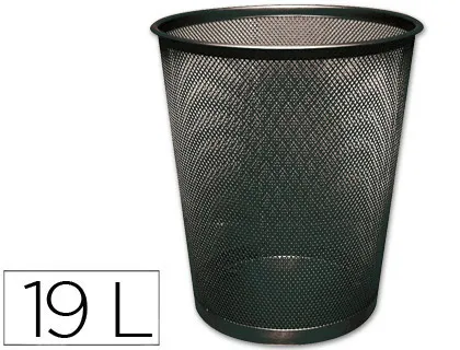 Corbeille à papier q-connect maille métallique forme circulaire 19l 295x345x240mm coloris noir