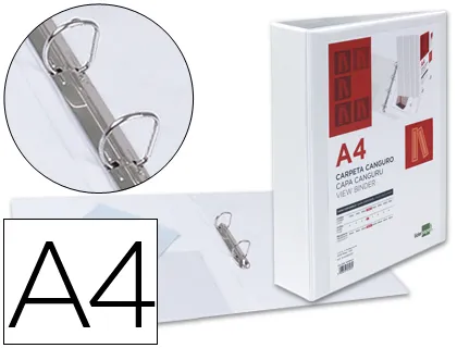 Classeur kangourou liderpapel 2 anneaux 55mm 283x320mm document a4 plastique dos 78mm coloris blanc
