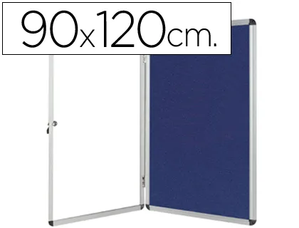 Vitrine affichage q-connect cadre aluminium intérieur fond feutrine serrure porte méthacrylate 12f a4 90x120cm