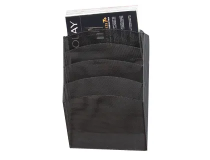 Corbeille murale q-connect 5 cases a4 vertical présentoir métallique 315x93x440mm coloris noir
