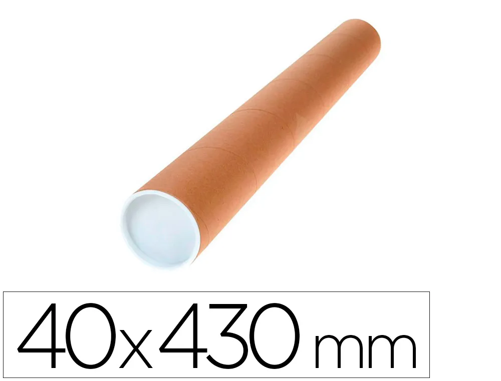 Tube porte-documents carton 1.8mm format A3/A2 40x430mm couvercle plastique