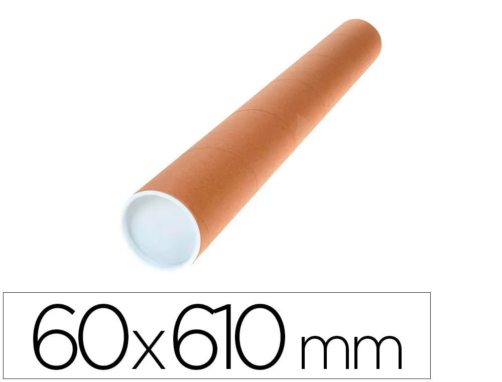 Tube porte-documents carton 1.8mm format A1 60x640mm couvercle plastique