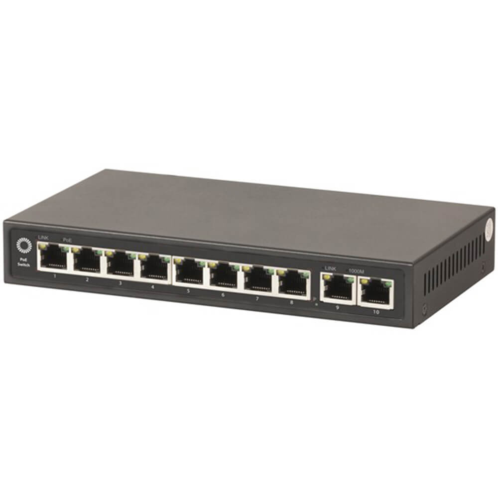 10 ports Gigabit Poe Network Hub Interrupteur avec PSU (30W)