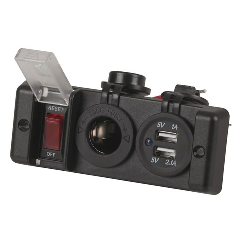 Prise d'alimentation légère USB et 12V à cigarette avec interrupteur