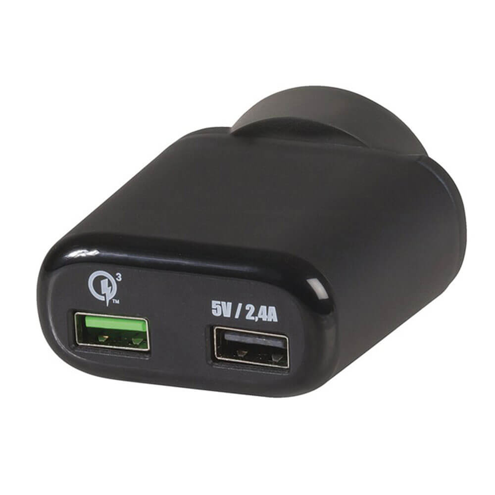Adaptateur Dual USB Mains avec une seule charge rapide Qualcomm 3.0