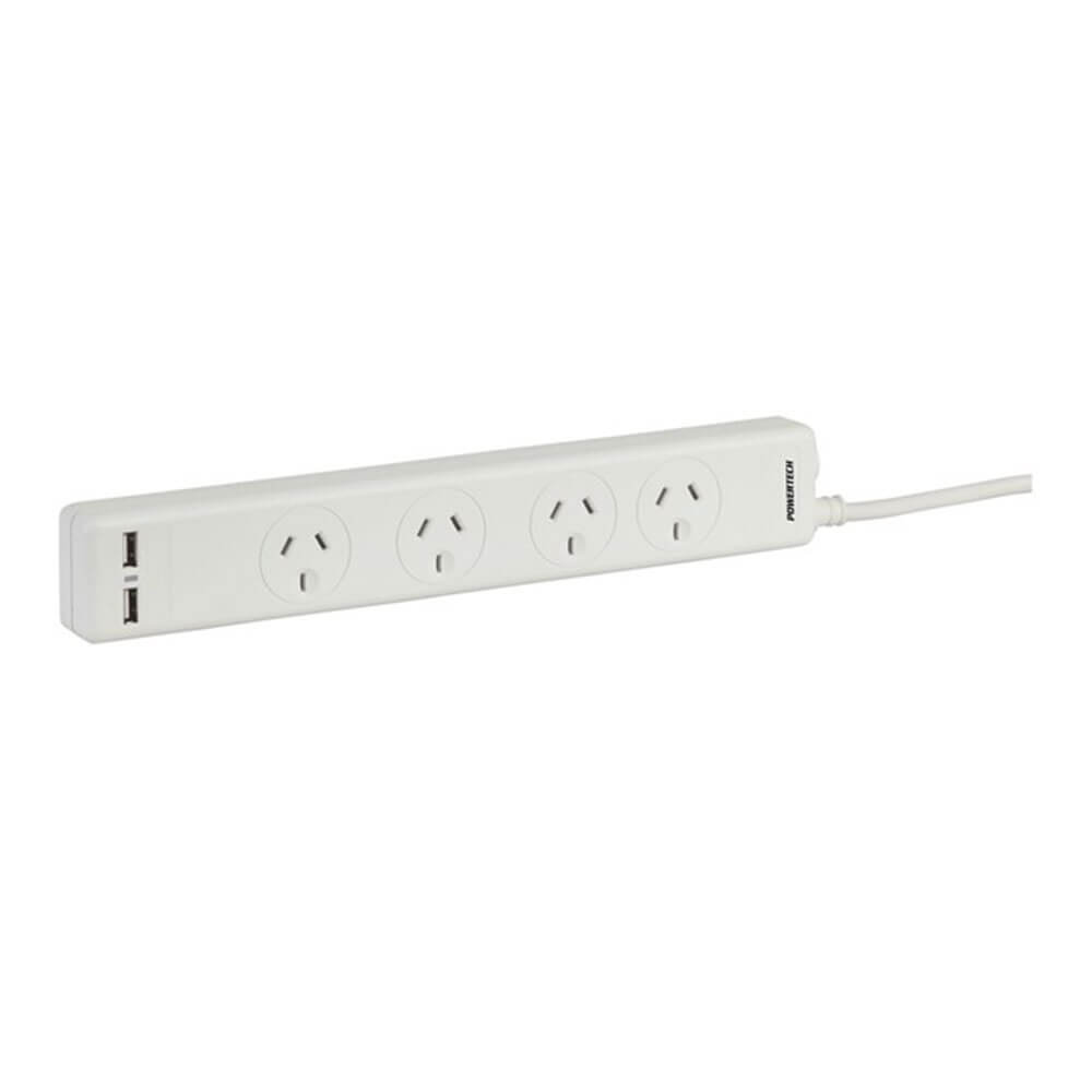 Powerboard 4 Way (2xUSB 3.1A Surge blanc)