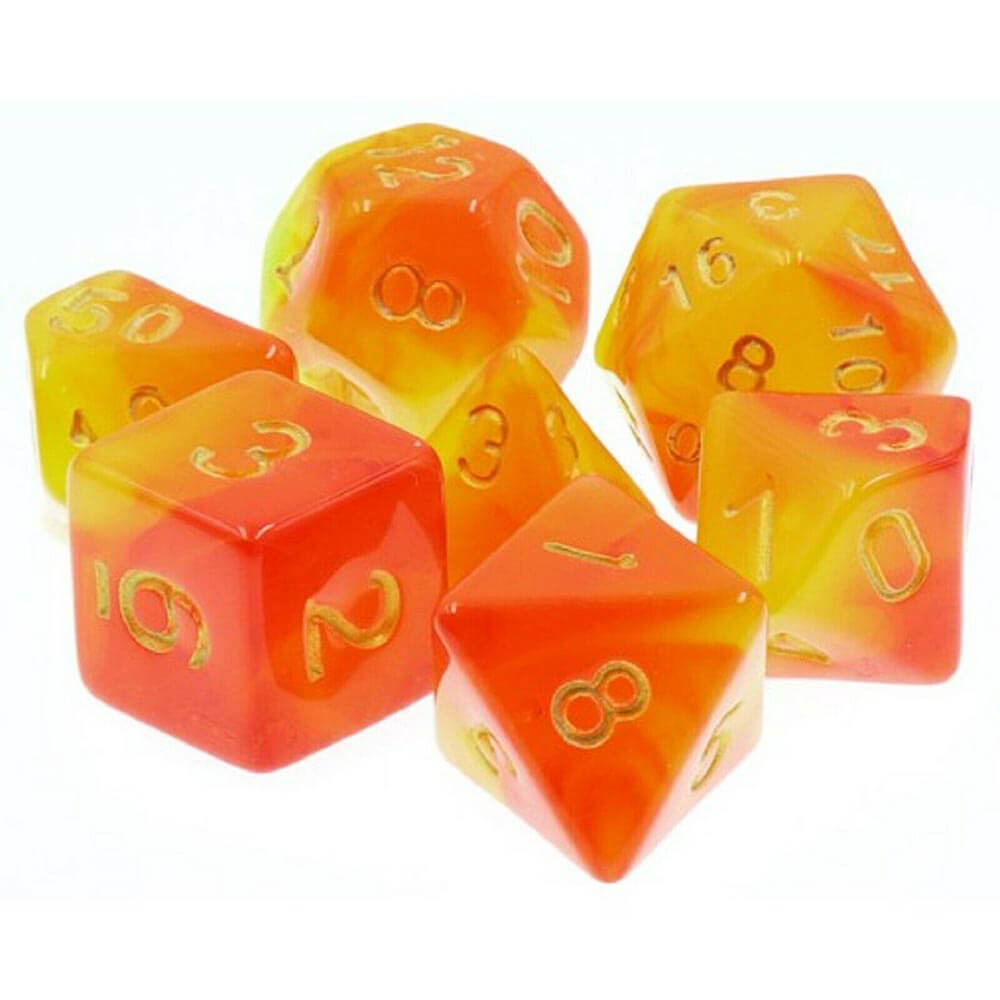 TMG Dice Lava Shock Yellow / Orange Fusion (ensemble de 7)