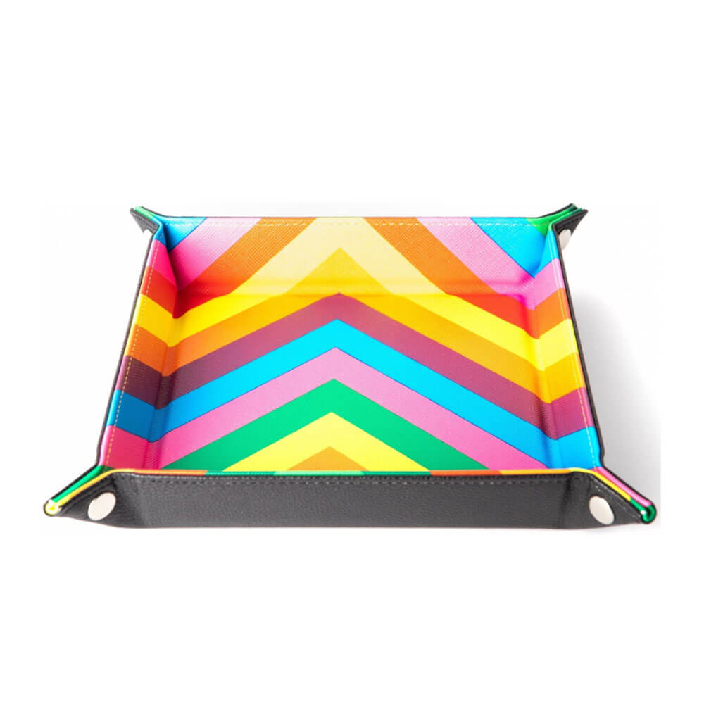 Plateau en dés pliant en velours en velours (avec arc-en-ciel en cuir)