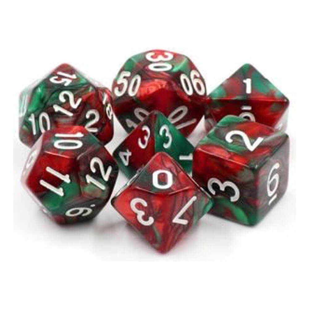 TMG Dice Hemogoblin Green / Red Fusion (ensemble de 7)