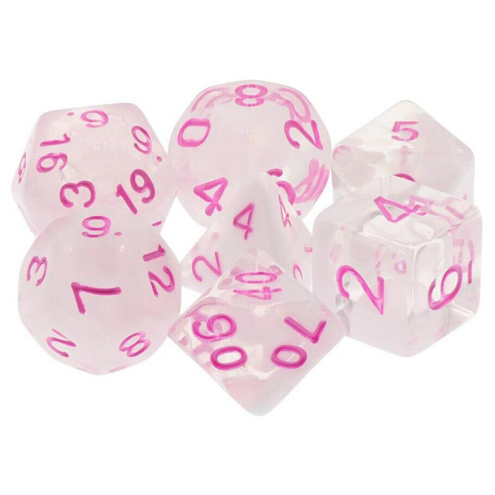 TMG DICE chuchotements confits blanc laiteux avec rose (ensemble de 7)