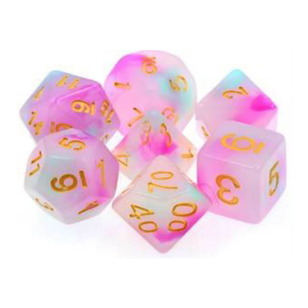 TMG Dice Serendipity White / Pink Jade Opaque (ensemble de 7)
