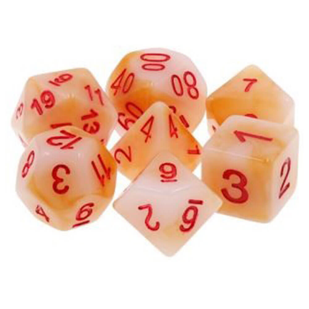 TMG Dice Scarabs Blood White Jade Opaque (ensemble de 7)