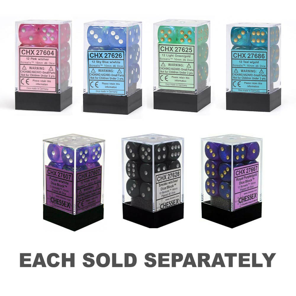D6 Dice Borealis 16 mm (12 dés)