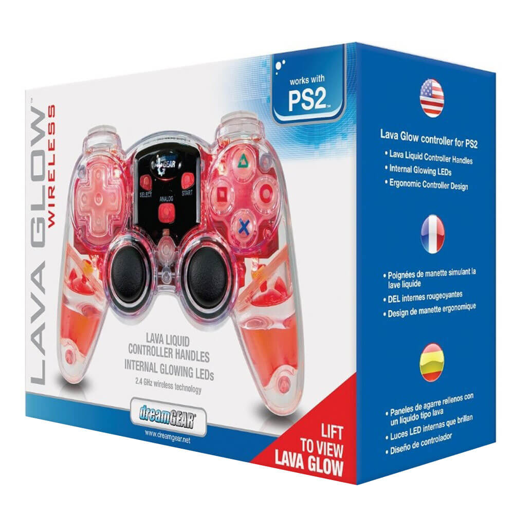 Contrôleur sans fil Glow Lava Glow PS2 Dreamgear (rouge)