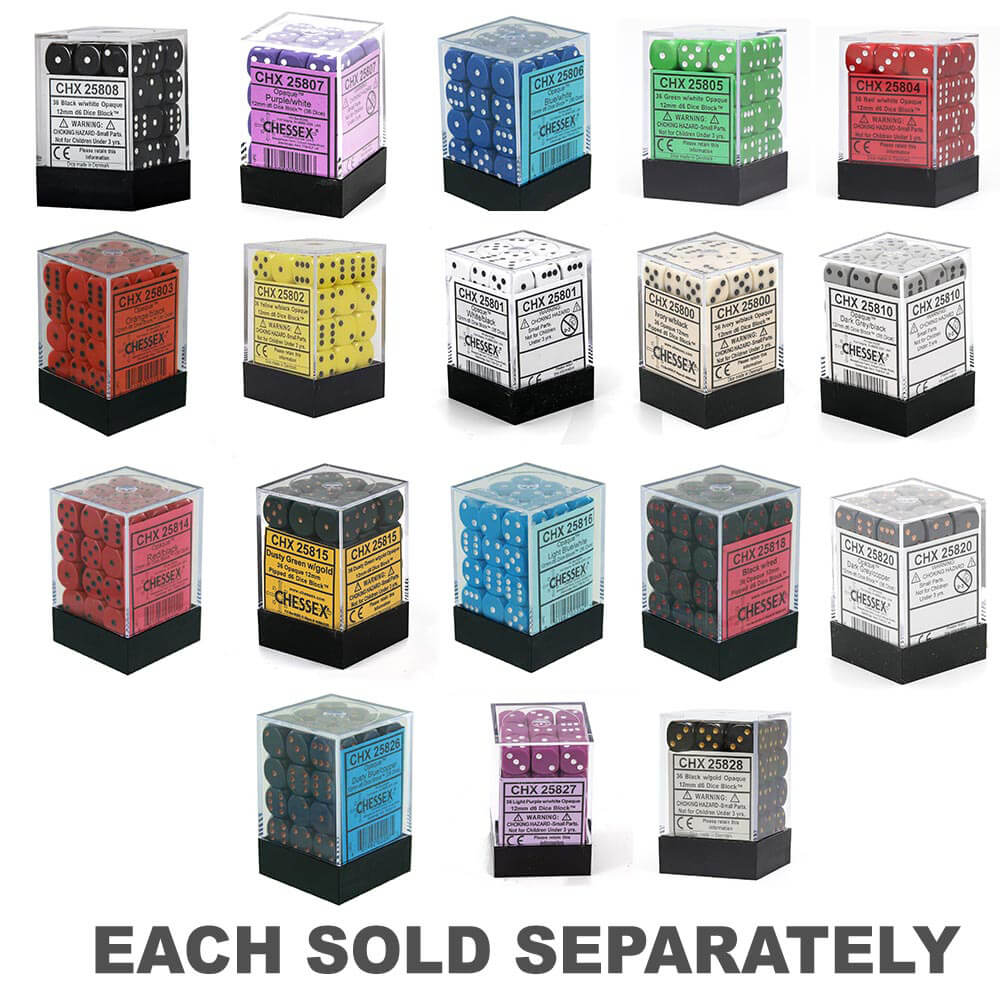 D6 Dice Opaque 12 mm (36 dés)