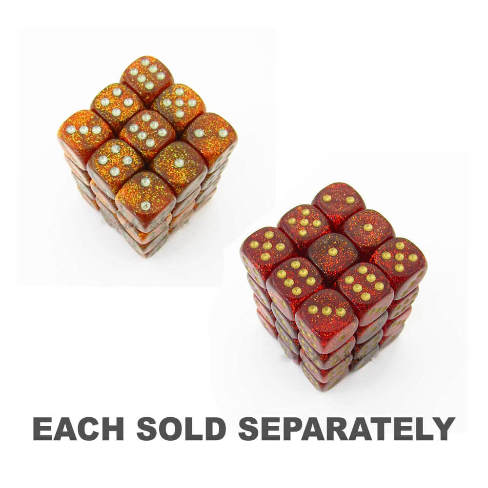 D6 Dice paillettes 12 mm (36 dés)