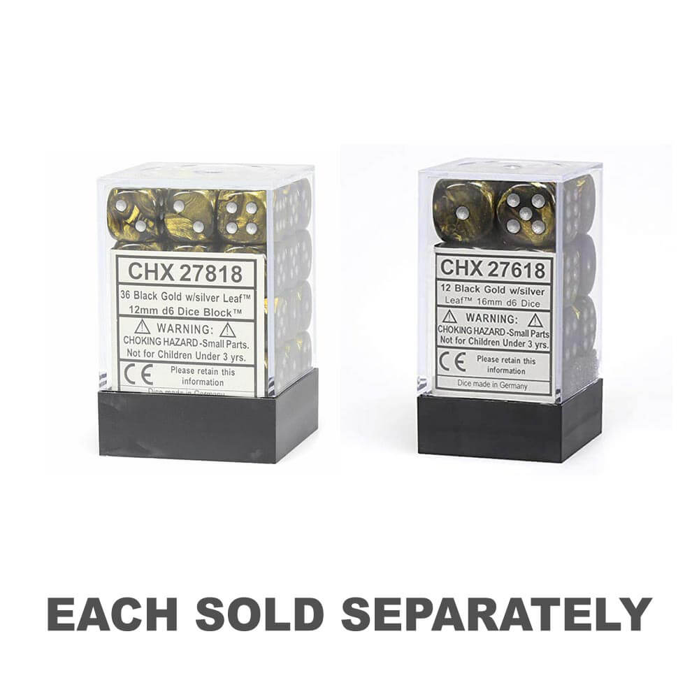 D6 Dice Leaf Black Gold / Silver