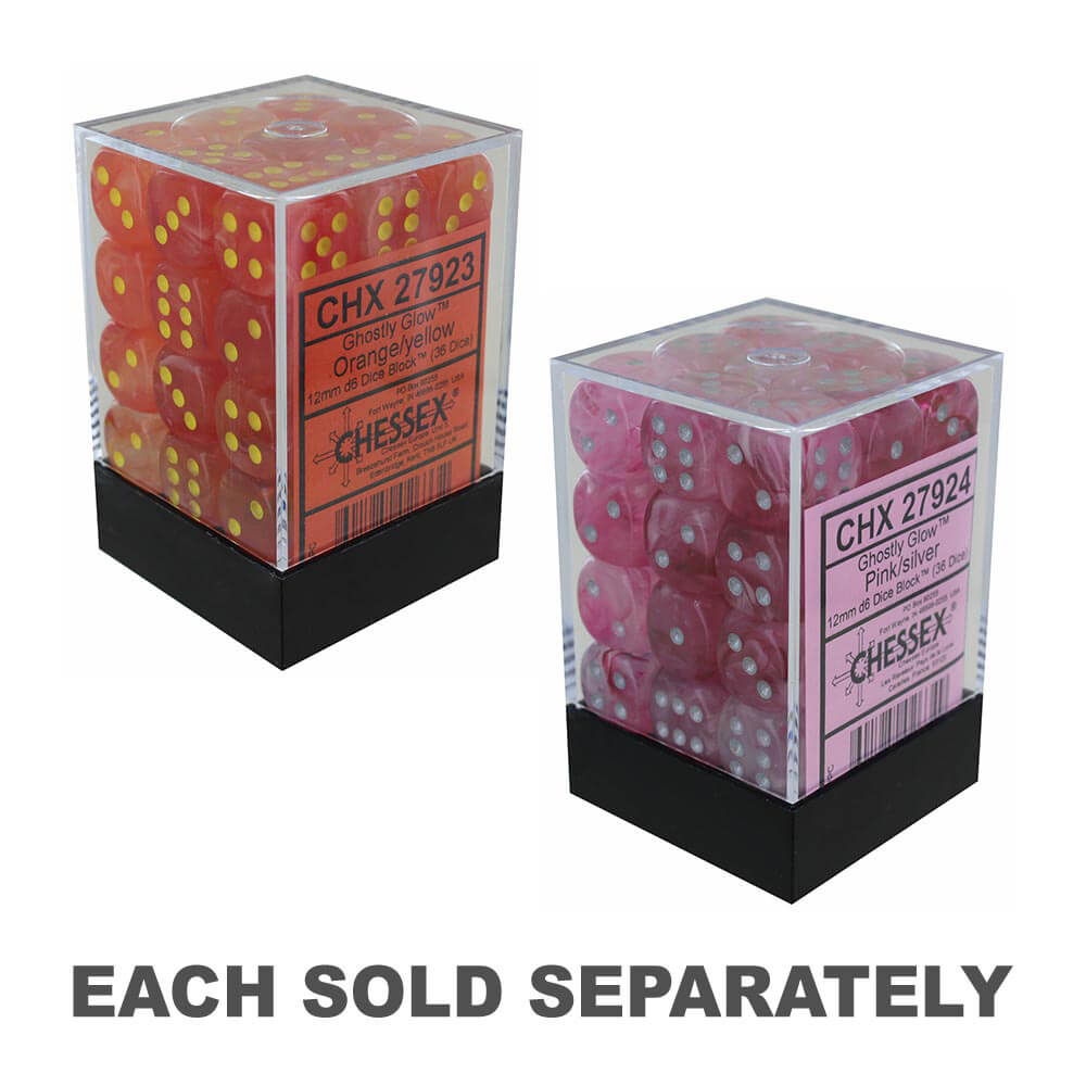 D6 Dice Ghostly Glow 12 mm (36 dés)