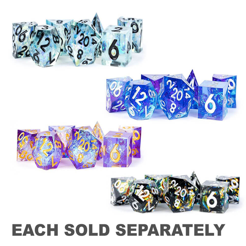 Ensemble de dés de résine de bord aiguisé artisanal artisanal