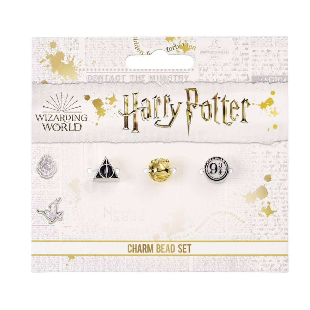 Ensemble de perles de charme de charme d'espaceur plaqué argenté Harry Potter (ensemble de 3)