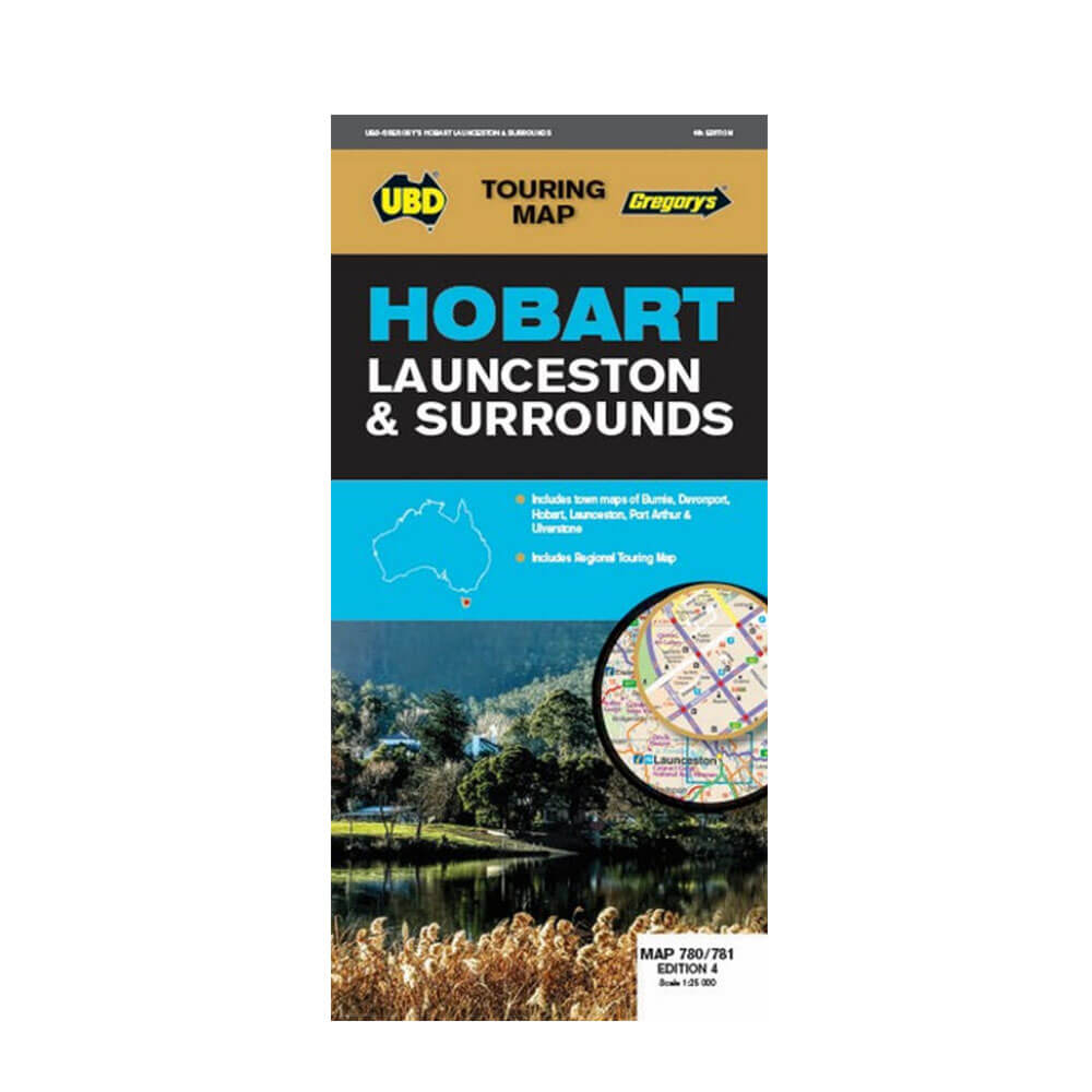 Hobart Launceston & Surround Map 4e édition d'UBD Gregory