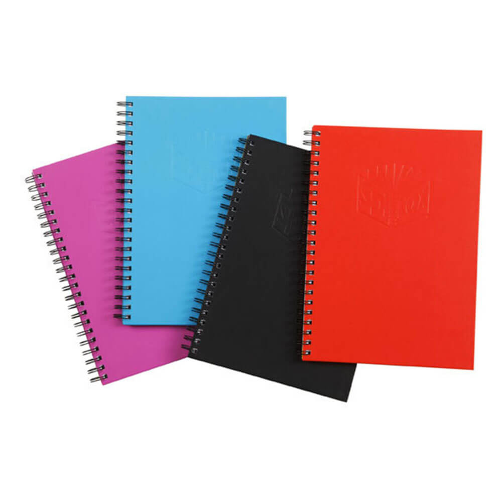 Spirax Hard Cover Twin Wire Notebook A4 assorti (4pk)