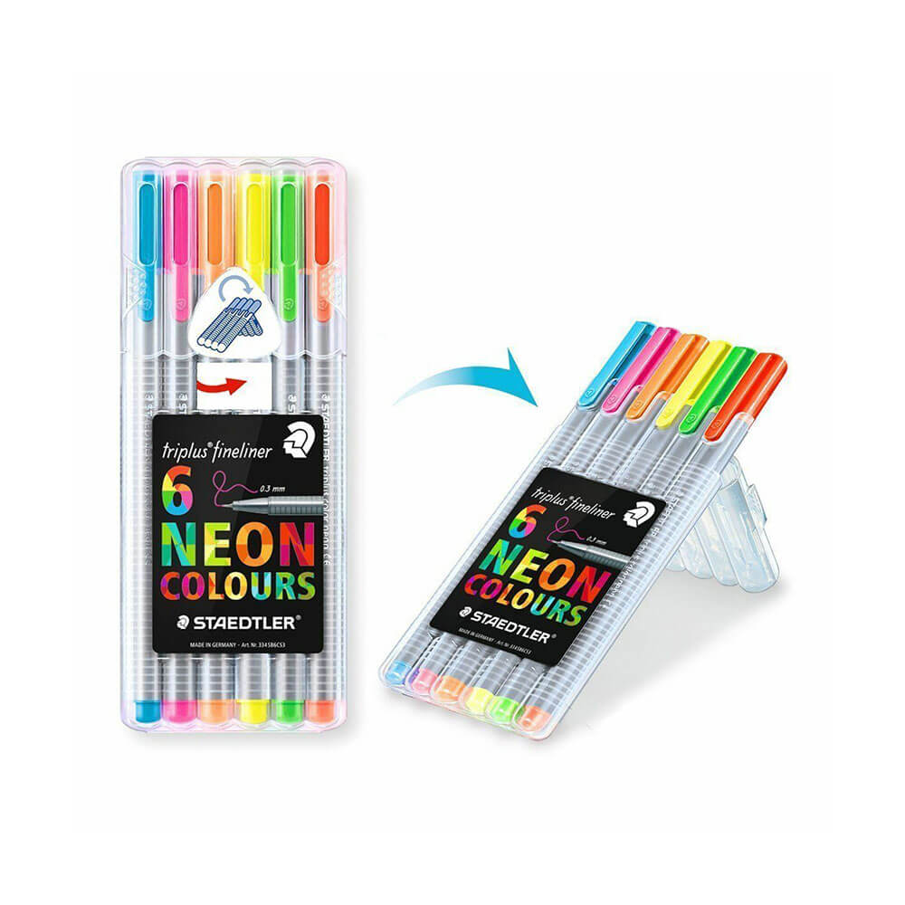 Staedtler Triplus Fineliner Pen Assortid Neon (portefeuille 6)