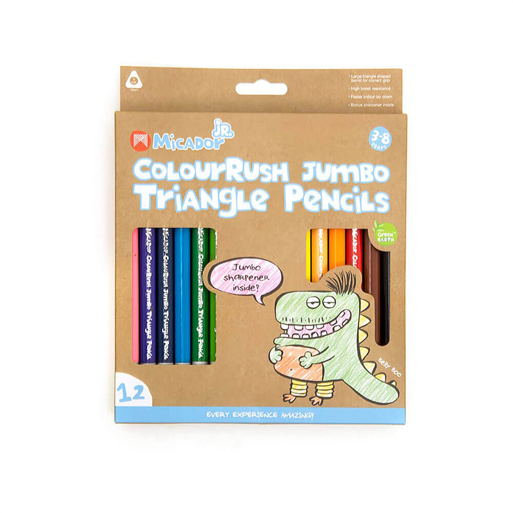 Micador Colourush Jumbo Triangle Crayons (12pcs)