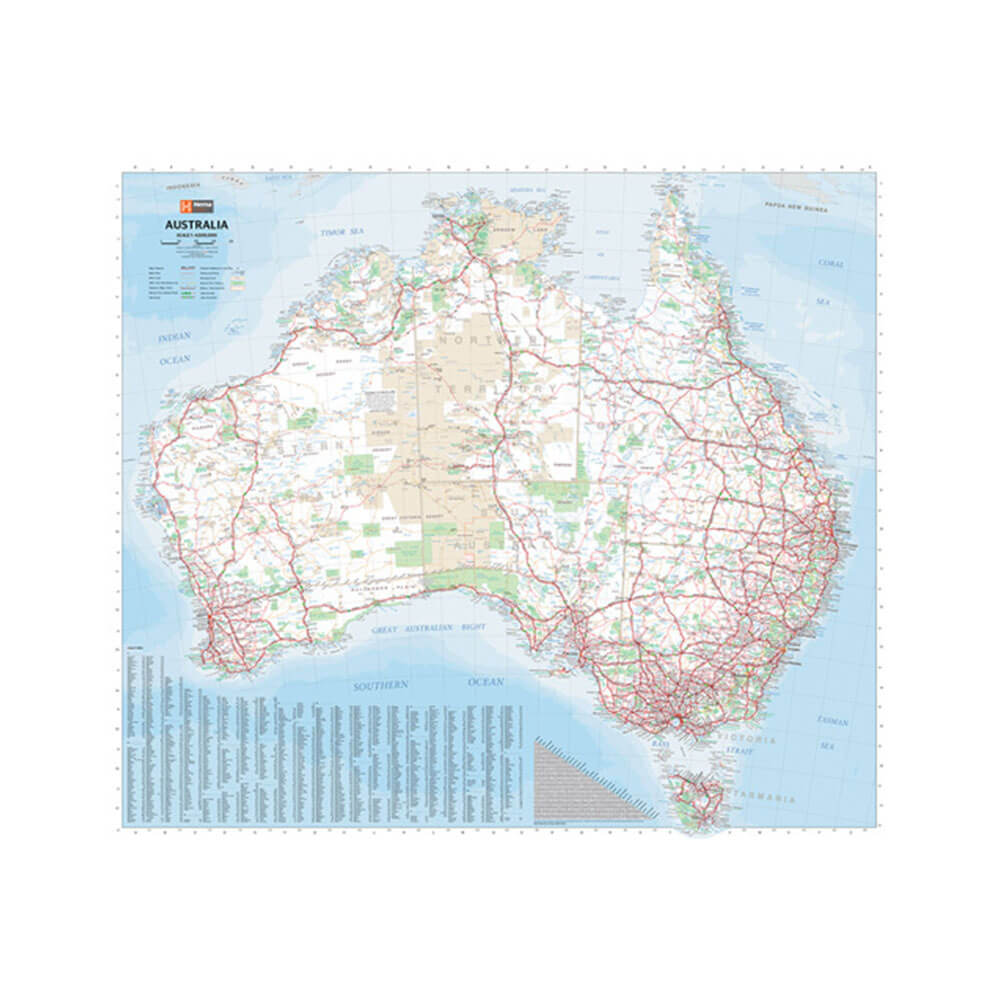 Carte laminée murale Hema Australia dans le tube (1000x875 mm)