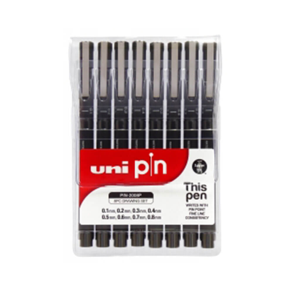 Pin uni-ball Fineliner Pen noir 0,1 mm à 0,8 mm (8pk)