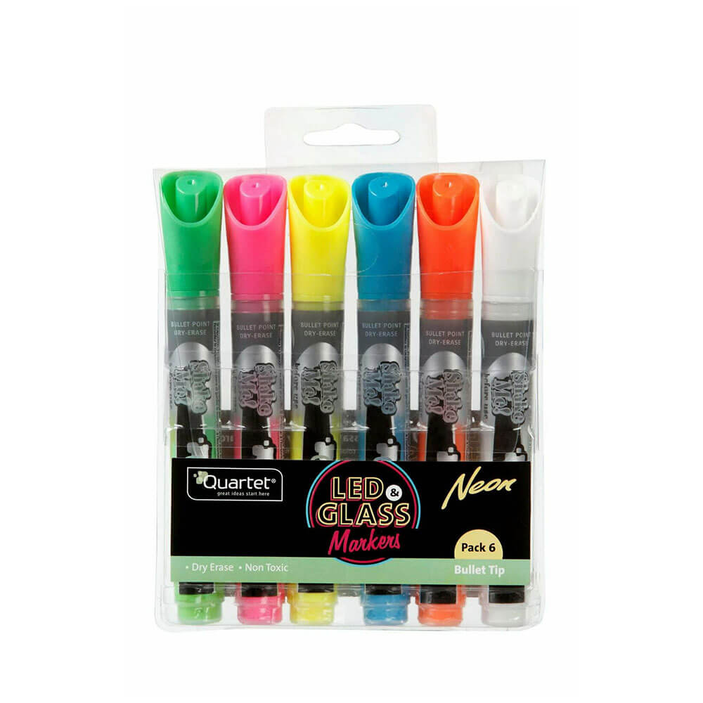 Quatuor à sec effacer les couleurs assorties du marqueur à LED (6pk)