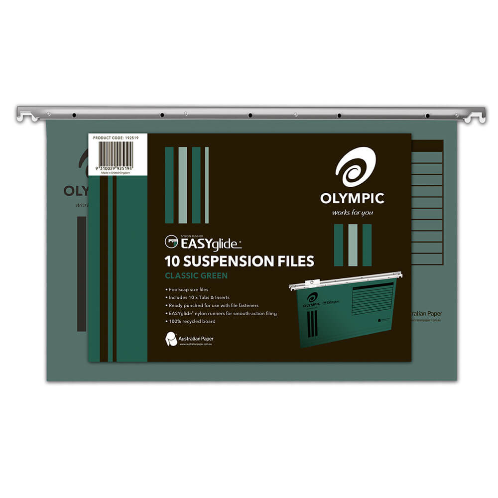 Dossiers de suspension olympique 100% Recycled Foolscap (10pk)