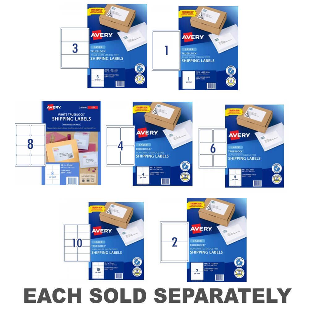 Étiquette d'expédition Avery Blanc 100pk