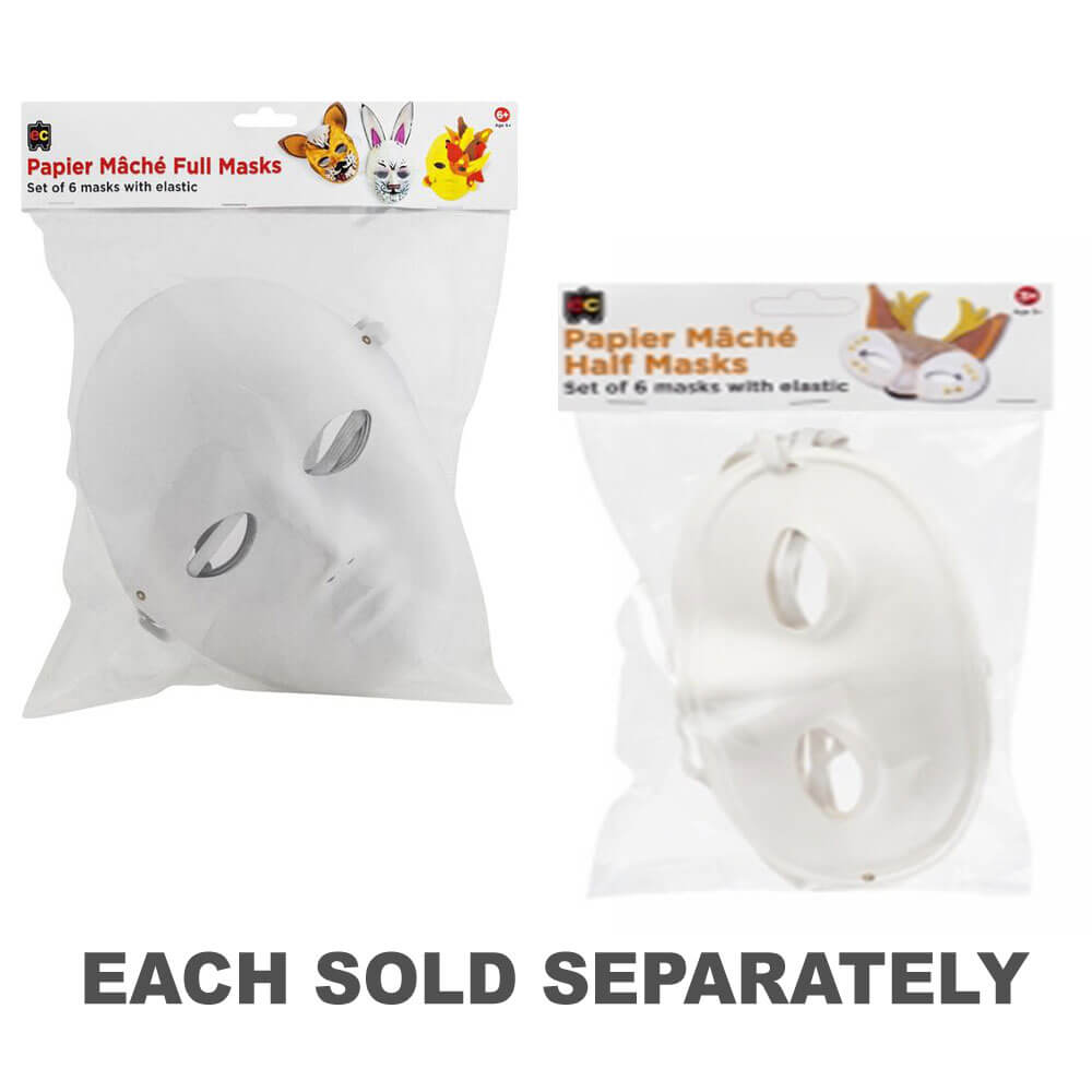 EC Paper Mache Masks 6PK