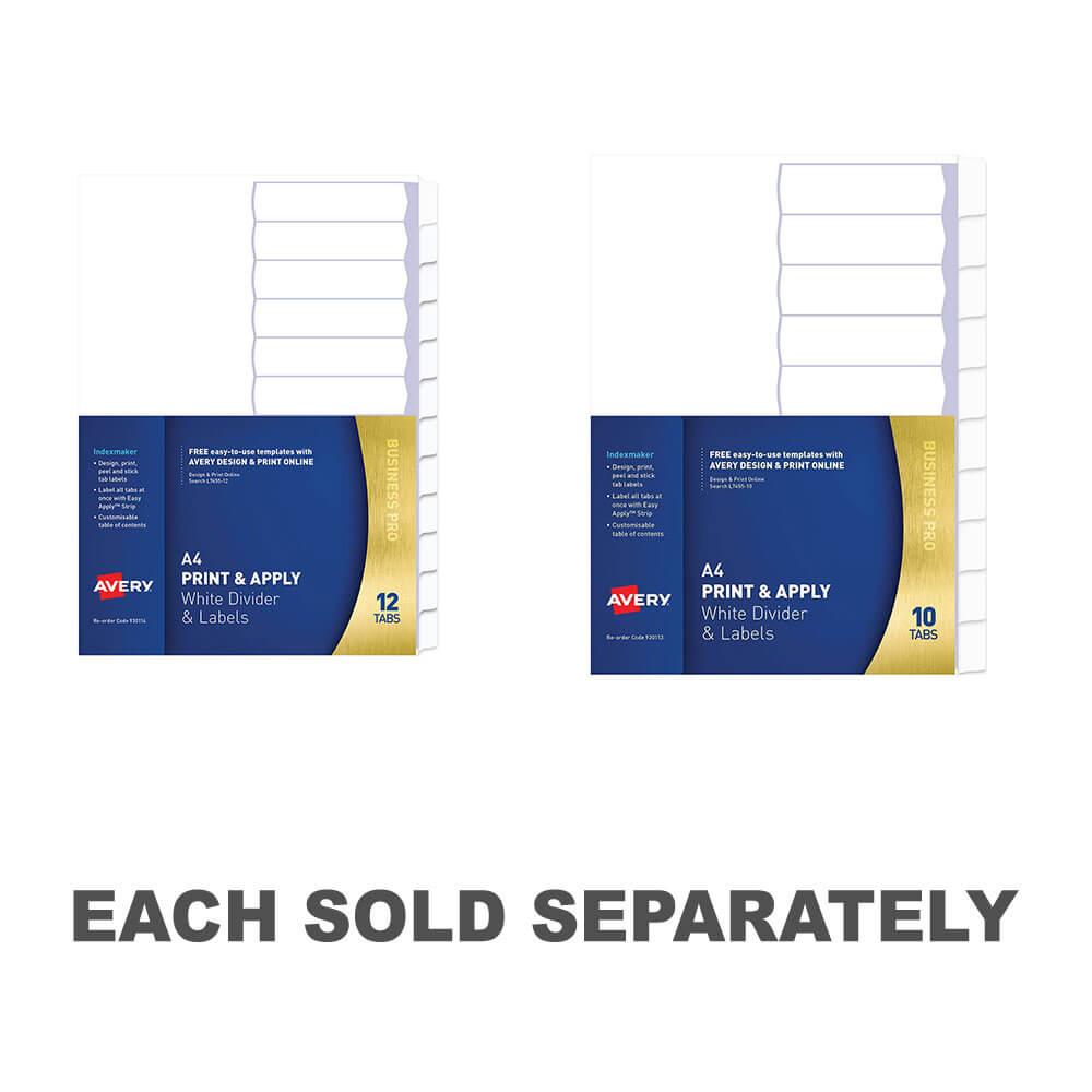 Avery IndexMaker Dividers a frappé A4
