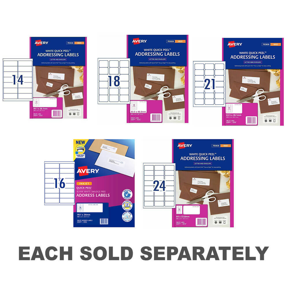 Étiquette d'adresse à jet d'encre Avery (25pk)