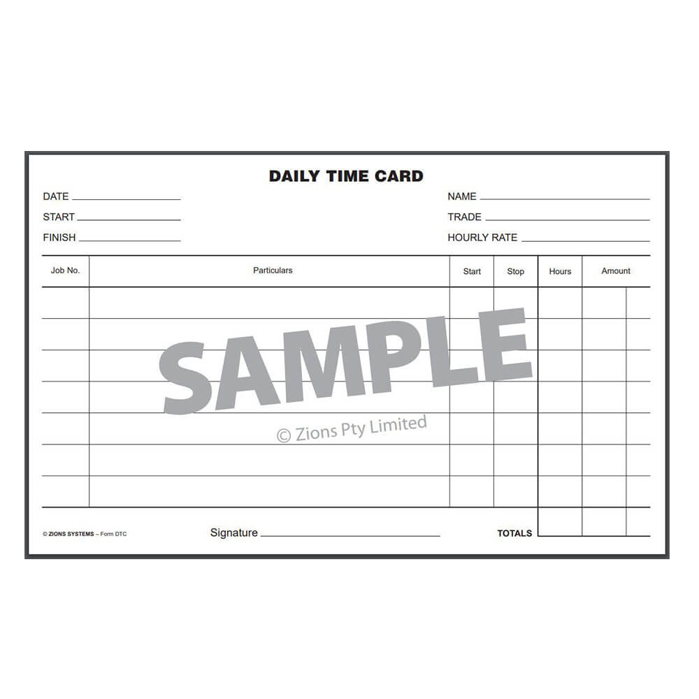 Cartes de temps quotidiennes ZIONS (250pk)