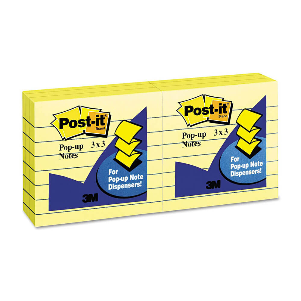 Notes pop-up post-it rechargez la canari doublée jaune (6pk)