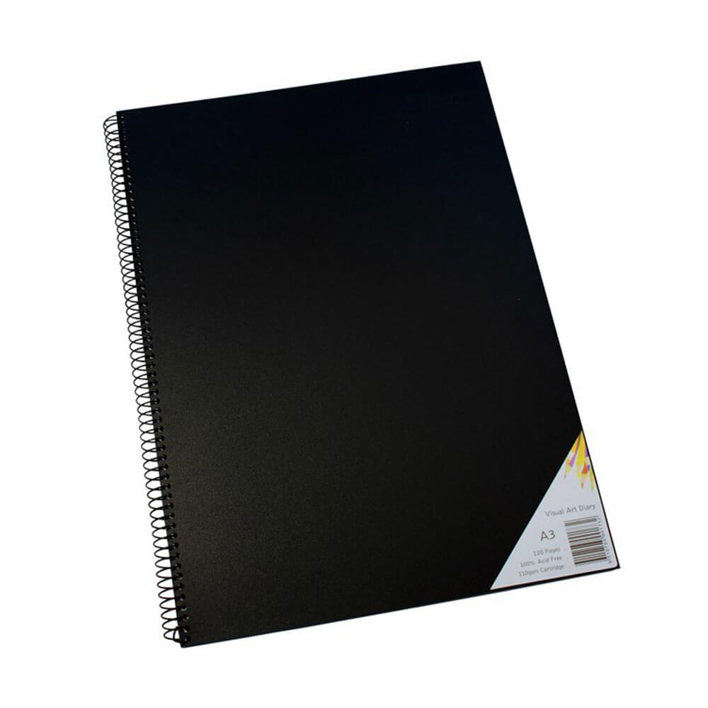 Quill en spirale visuel intime de couverture noire A3 (60 feuilles)